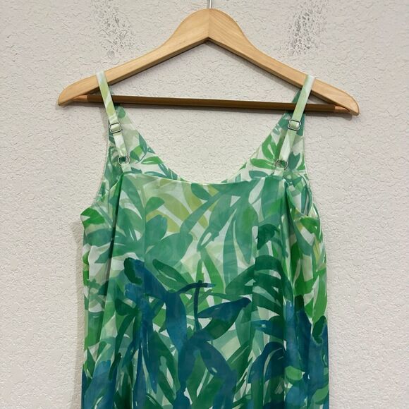 CABI #5235 Green Tropical Palm Leaf Castaway Mini Dress Lined - Picture 7 of 12